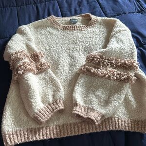 “Arula” Cream and Light Mauve Sweater